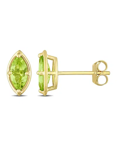 Rina Limor Mini Bezel 14k 0.80 Ct. Tw. Peridot Studs In Green