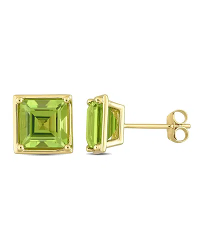 Rina Limor Mini Bezel 14k 3.52 Ct. Tw. Peridot Studs In Green
