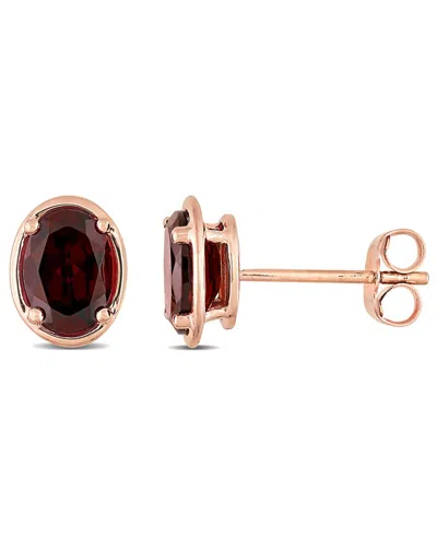 Rina Limor Mini Bezel 14k Rose Gold 1.90 Ct. Tw. Garnet Studs