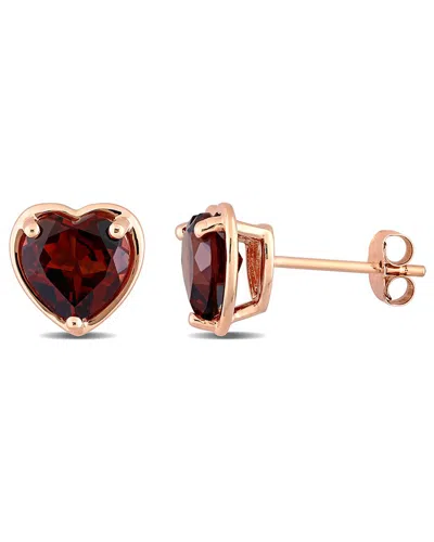 Rina Limor Mini Bezel 14k Rose Gold 2.80 Ct. Tw. Garnet Heart Studs