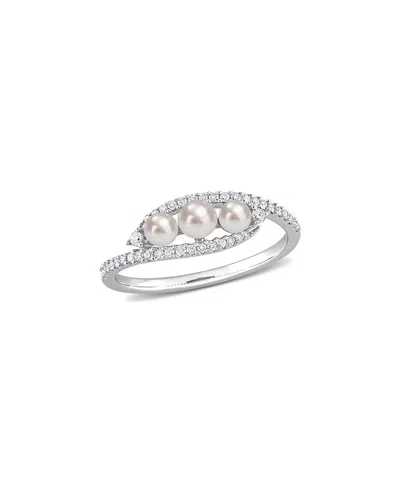 Rina Limor Petite & Delicate Pearls 14k 0.20 Ct. Tw. Diamond 3-4mm Pearl Ring