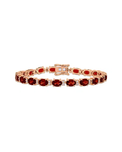 Rina Limor Plated 19.60 Ct. Tw. Garnet & White Sapphire Tennis Bracelet In Red