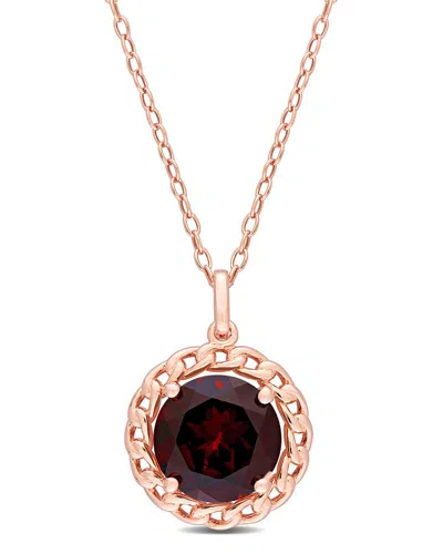 Rina Limor Plated 3.00 Ct. Tw. Garnet Halo Pendant Necklace