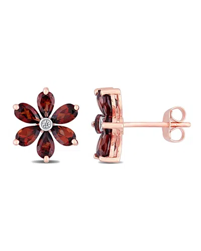 Rina Limor Plated 3.26 Ct. Tw. Diamond & Garnet Floral Earrings