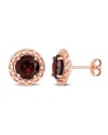 Rina Limor Plated 4.00 Ct. Tw. Garnet Halo Earrings In Gold