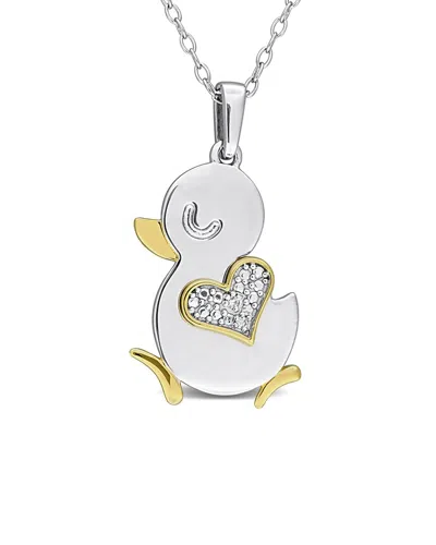 Rina Limor Plated Silver 0.01 Ct. Tw. Diamond Pendant In Gold