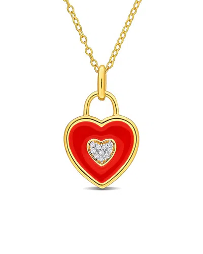 Rina Limor Plated Silver 0.04 Ct. Tw. Diamond Pendant In Gold