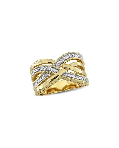 Rina Limor Plated Silver 0.10 Ct. Tw. Diamond Ring In Gold