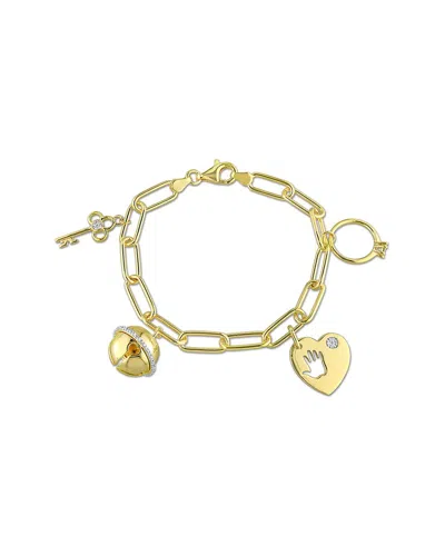 Rina Limor Plated Silver 0.14 Ct. Tw. Diamond Bracelet In Gold