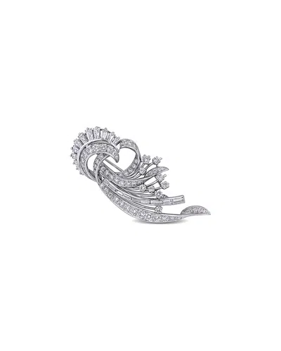 Rina Limor Platinum 4.80 Ct. Tw. Diamond Peacock Brooch In Metallic