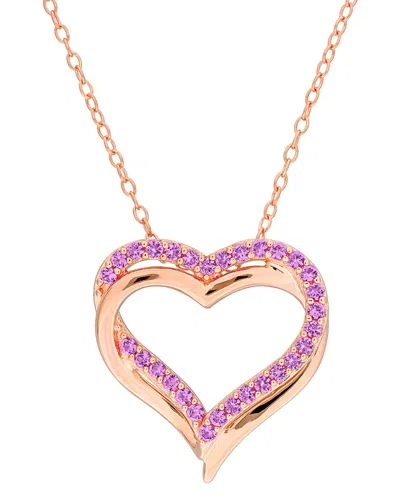 Rina Limor Rose Gold Over Silver 0.51 Ct. Tw. Lab-grown Created Pink Sapphire Pendant
