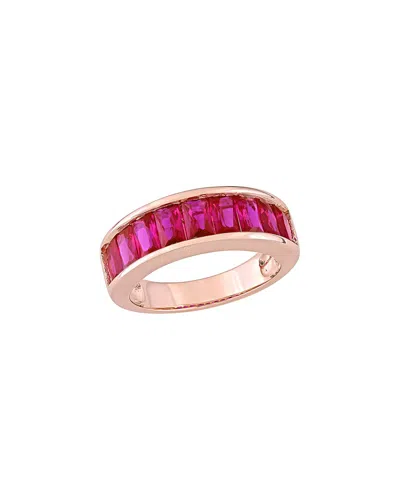 Rina Limor Rose Gold Over Silver 2.70 Ct. Tw. Lab-grown Created Ruby Semi-eternity Ring In Pink