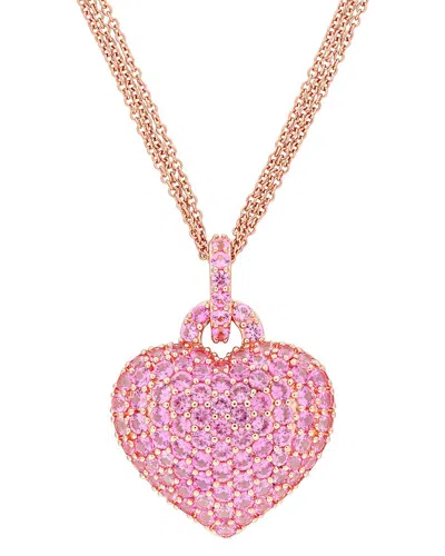 Rina Limor Rose Gold Over Silver 3.47 Ct. Tw. Lab-grown Created Pink Sapphire Pendant In Multi