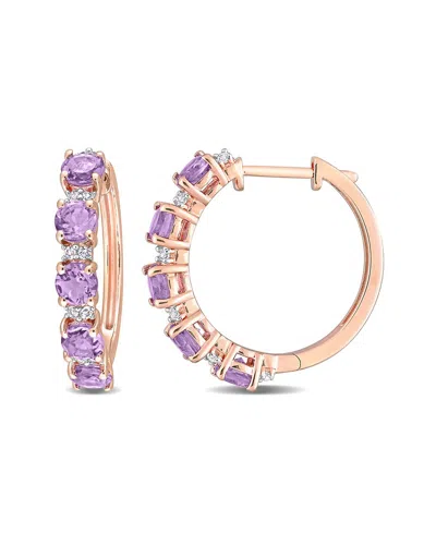 Rina Limor Rose Gold Vermeil 2.54 Ct. Tw. Gemstone Clip-on Earrings In Pink