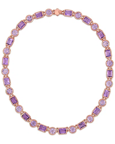 Rina Limor Rose Gold Vermeil 53.60 Ct. Tw. Gemstone Link Necklace In Purple