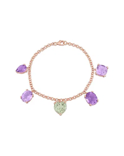 RINA LIMOR RINA LIMOR ROSE GOLD VERMEIL SILVER 17.27 CT. TW. AMETHYST & GREEN QUARTZ STATION BRACELET