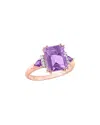 Rina Limor Rose Gold Vermeil Silver 3.37 Ct. Tw. Diamond & Rose De France & Amethyst Cocktail Ring