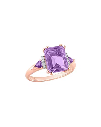 Rina Limor Rose Gold Vermeil Silver 3.37 Ct. Tw. Diamond & Rose De France & Amethyst Cocktail Ring