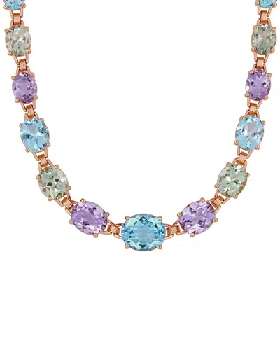 Rina Limor Rose Gold Vermeil Silver 68.96 Ct. Tw. Gemstone Link Necklace In Multi