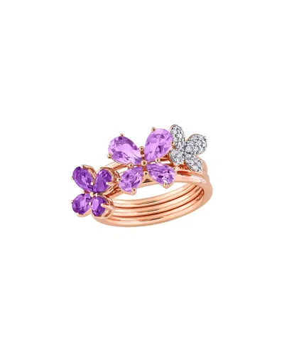 Rina Limor Rose Gold-plated Silver 1.87 Ct. Tw. Diamond & Gemstone Ring