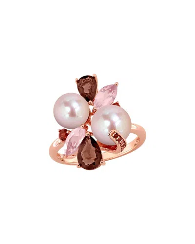 Rina Limor Rose Gold-plated Silver 2.00 Ct. Tw. Gemstone & 7-8.5mm Pearl Ring