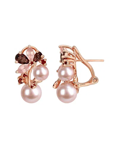 Rina Limor Rose Gold-plated Silver 2.58 Ct. Tw. Gemstone & 6-8.5mm Pearl Earrings