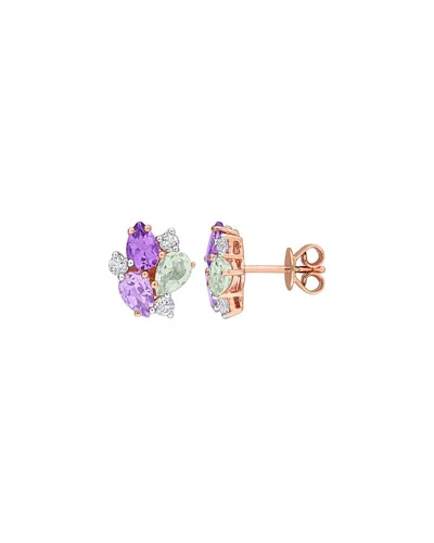 Rina Limor Rose Gold-plated Silver 2.58 Ct. Tw. Gemstone Earrings In Multi