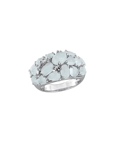 Rina Limor Rose Gold-plated Silver 7.86 Ct. Tw. Diamond & Aquamarine Ring In Gray