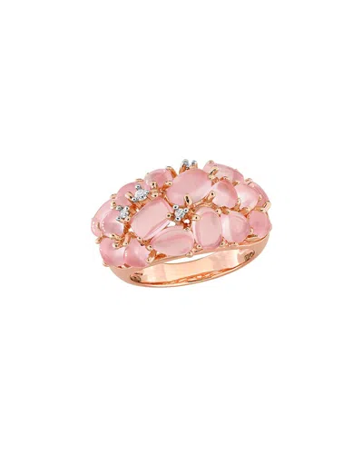 Rina Limor Rose Gold-plated Silver 7.86 Ct. Tw. Diamond & Rose Quartz Ring In Pink