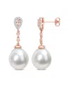 Rina Limor Rose Over Silver 0.76 Ct. Tw. Diamond & Gemstone 12-12.5mm Pearl Earrings