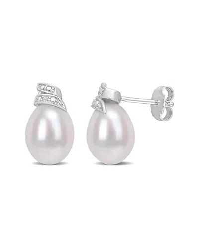 Rina Limor Silver 6.5-7mm Pearl Swirl Earrings