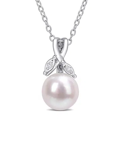 Rina Limor Silver 7.5-8mm Pearl Drop Pendant Necklace