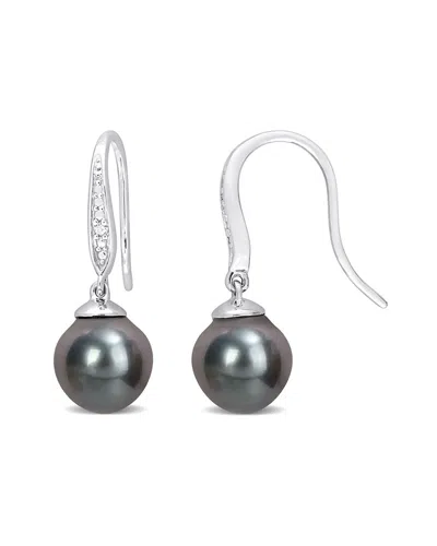 Rina Limor Silver Diamond 8-9mm Pearl Earrings