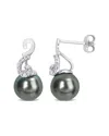 Rina Limor Silver Diamond 8-9mm Pearl Swirl Drop Studs