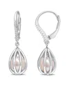 Rina Limor Silver Diamond 7-7.5mm Pearl Earrings