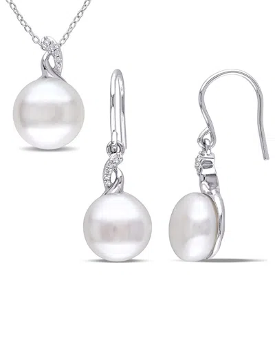 Rina Limor Silver Diamond 10.5-11mm Pearl Jewelry Set