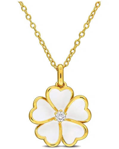 Rina Limor Silver 0.08 Ct. Tw. White Topaz Pendant In Gold