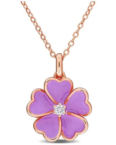 Rina Limor Silver 0.08 Ct. Tw. White Topaz Pendant In Purple