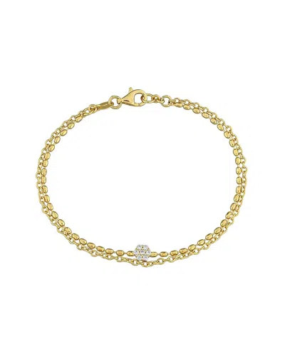Rina Limor Silver 0.10 Ct. Tw. Created White Moissanite Rolo Chain Bracelet In Gold
