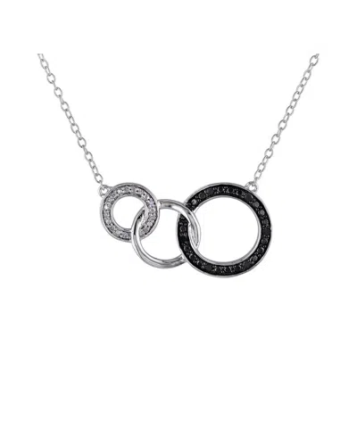 Rina Limor Silver 0.10 Ct. Tw. Diamond Necklace In Black