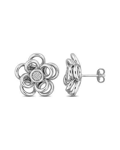 Rina Limor Silver 0.11 Ct. Tw. Diamond Earrings In Metallic
