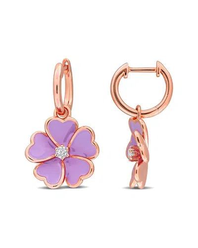Rina Limor Silver 0.16 Ct. Tw. White Topaz Earrings In Purple