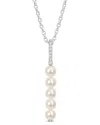 Rina Limor Silver 0.18 Ct. Tw. White Topaz 5.5-6mm Pearl Drop Pendant Necklace