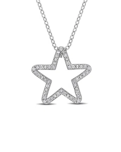 Rina Limor Silver 0.20 Ct. Tw. Star Necklace In Metallic