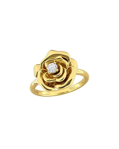 Rina Limor Silver 0.23 Ct. Tw. Created White Sapphire Rose Ring In Gold