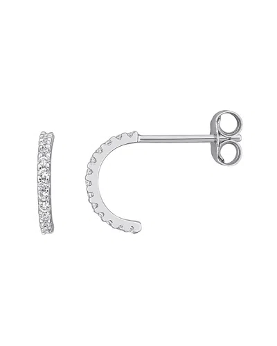 Rina Limor Silver 0.26 Ct. Tw. Created White Sapphire Hoop Earrings In Metallic