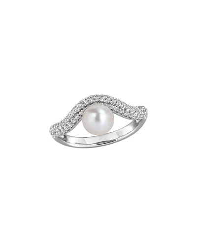 Rina Limor Silver 0.39 Ct. Tw. Gemstone & 6-6.5mm Pearl Ring