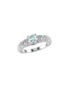 Rina Limor Silver 0.40 Ct. Tw. Diamond & Aquamarine Accent Heart Ring