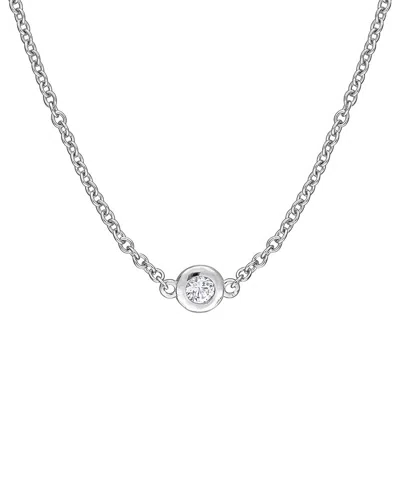 Rina Limor Silver 0.45 Ct. Tw. Created White Sapphire Solitaire Necklace In Metallic