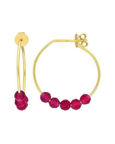 Rina Limor Silver 0.45 Ct. Tw. Lab-grown Created Ruby Hoop Earrings In Multi